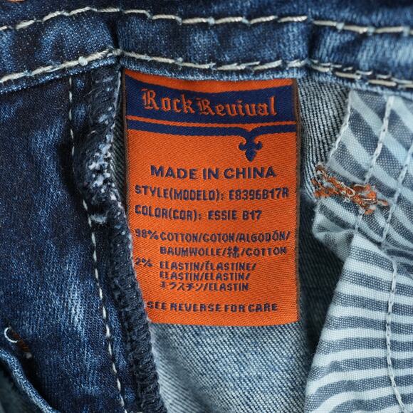 Rock Revival Jeans Womens 28 Blue Low-Rise Bootcut Embellished Essie Y2K Western - Picture 8 of 12